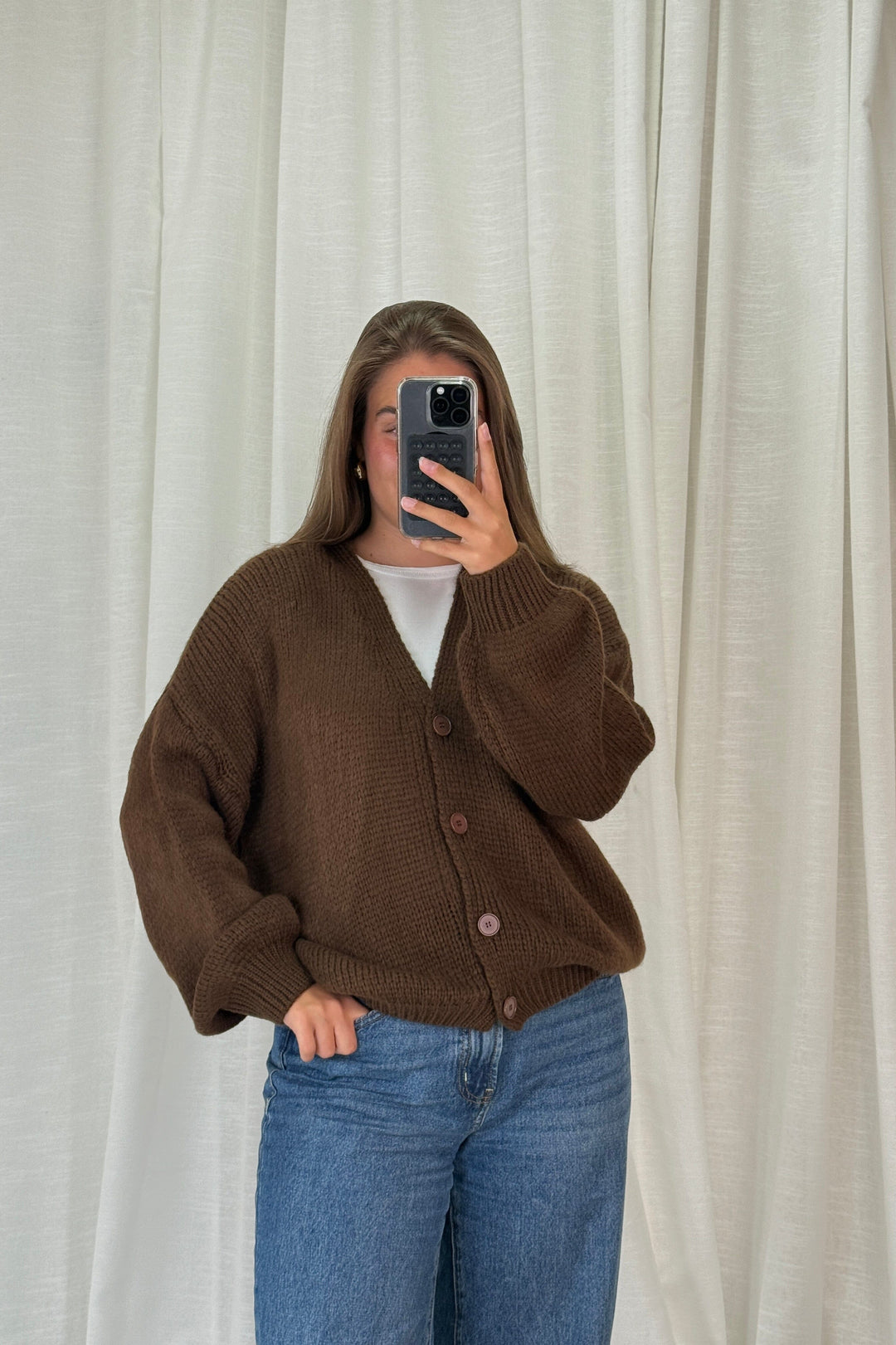 A-bee - Amelia Cardigan - Dark Brown Cardigans