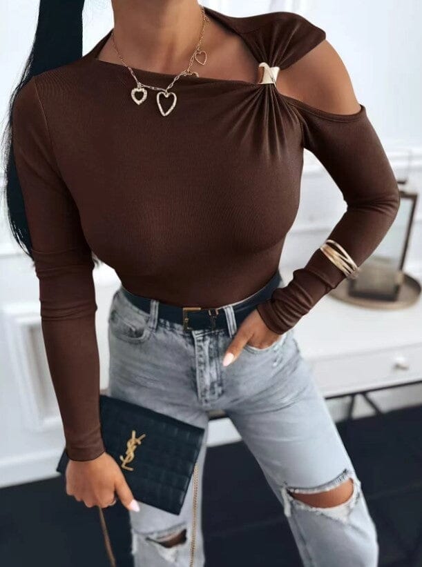 A-bee - Melinda Blouse - Dark Brown Bluser