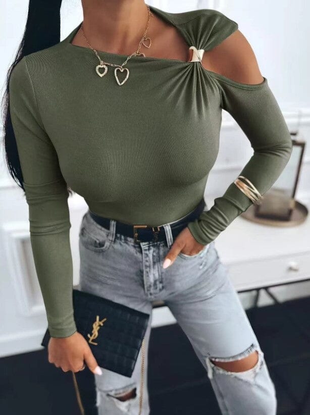 A-bee - Melinda Blouse - Khaki Bluser