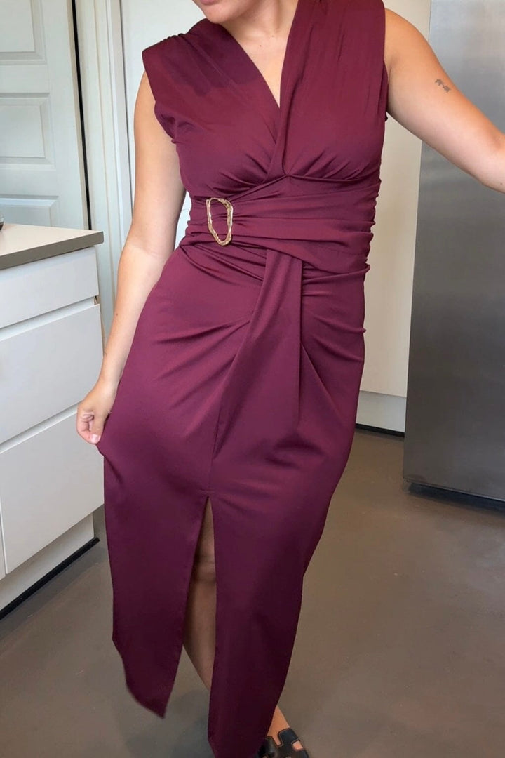 A-bee - Mirella Dress - Burgundy Kjoler