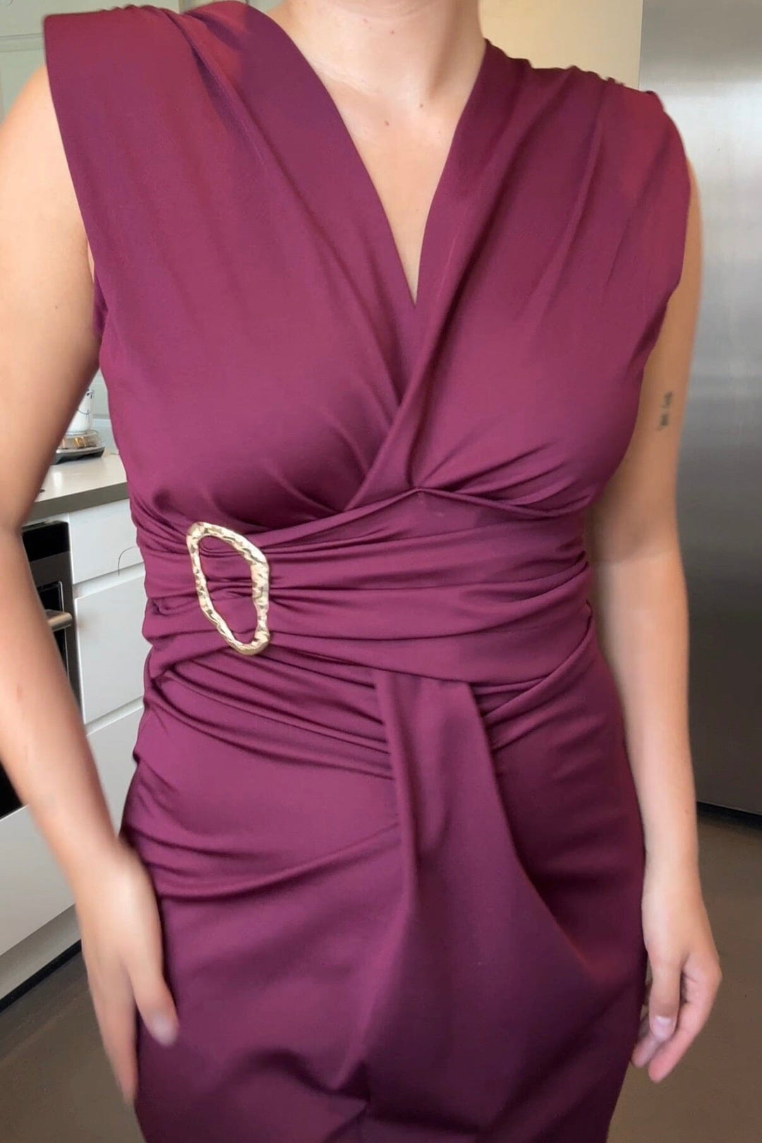 A-bee - Mirella Dress - Burgundy Kjoler