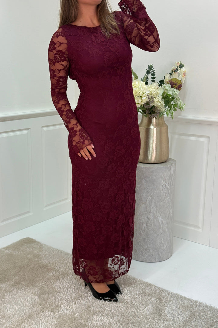 A-bee - Ramona Dress - Burgundy Kjoler