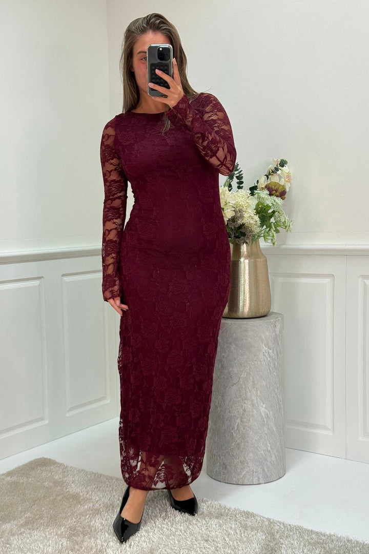 A-bee - Ramona Dress - Burgundy Kjoler