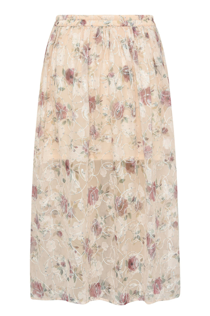 A-View - Flounce Skirt AV7040 - 308 - Sand/Dusty Green Nederdele