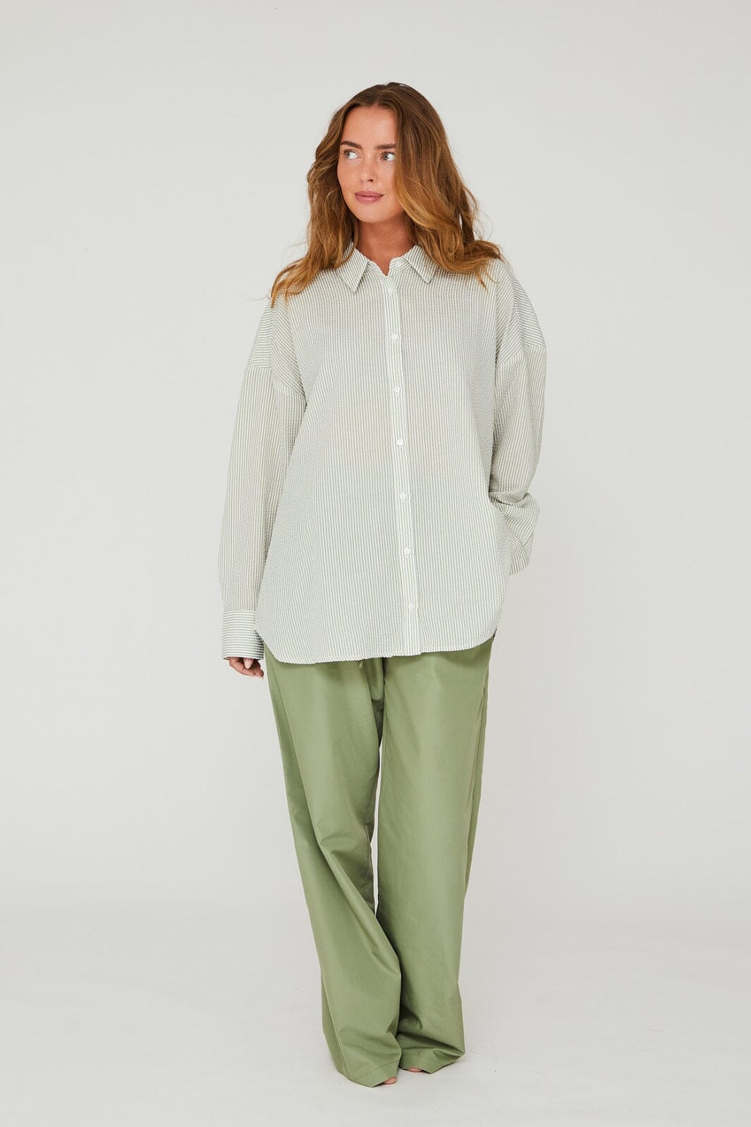 A-View - Sonja Shirt - 068 Green/White Skjorter