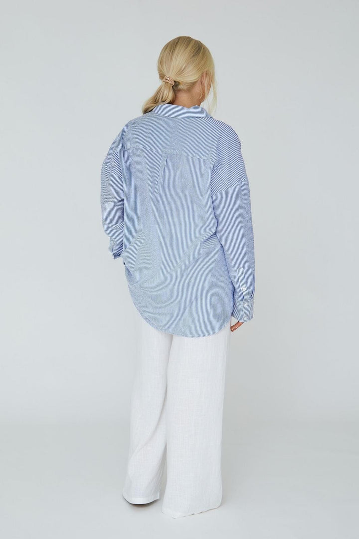 A-View - Sonja Shirt - 687 Navy/White Skjorter