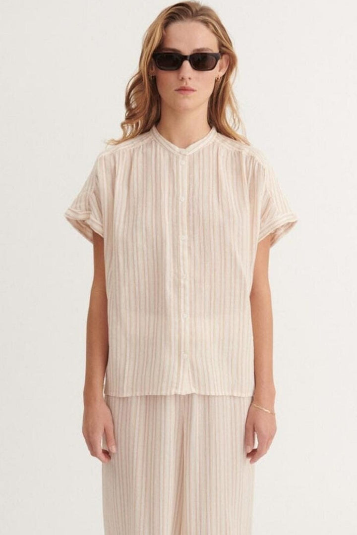 Basic Apparel - Calli Ss Shirt BA425-02 - 779 - Smokey Gray / Whisper White / Cedar Wood