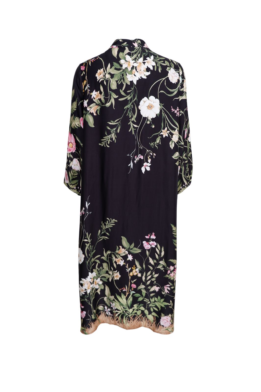 Black Colour - Bczennia Flower Dress 40901 - Black Flower