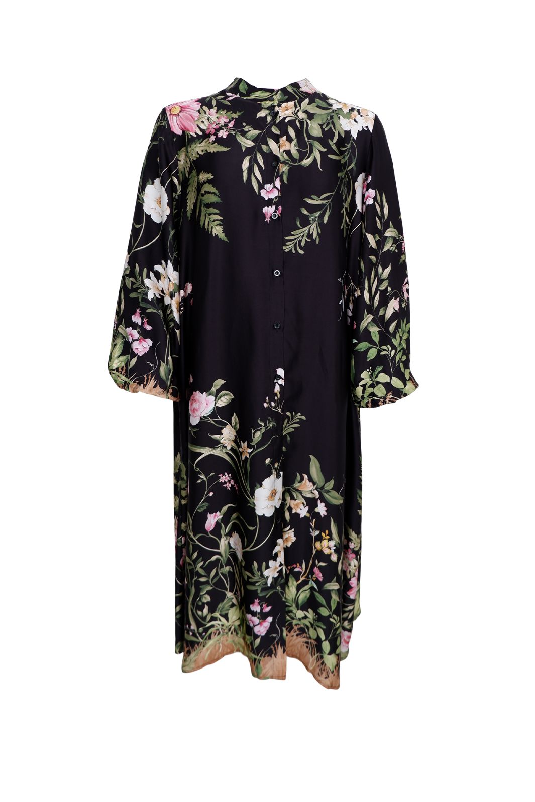 Black Colour - Bczennia Flower Dress 40901 - Black Flower