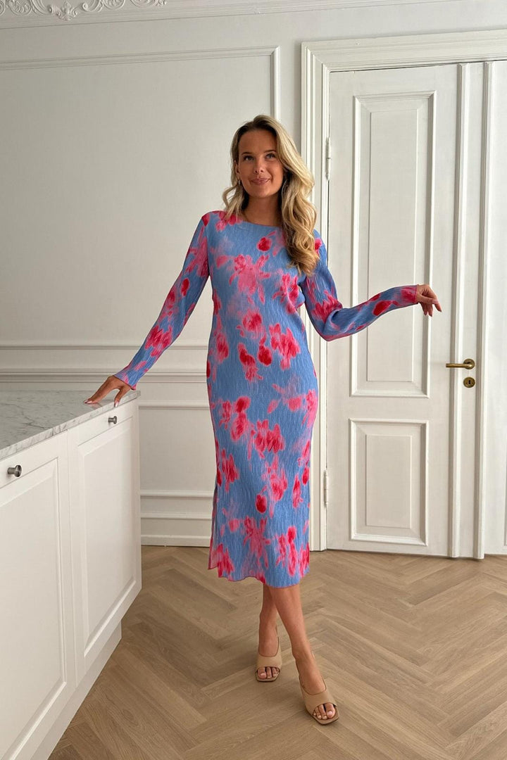 BYIC - Odaic Dress - abpfp Abstract Blue Pink Flower Print Kjoler