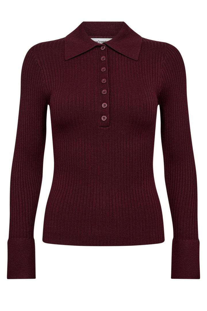 Co´Couture - Bonnycc Polo Ls Knit 32206 - 87 - Winered