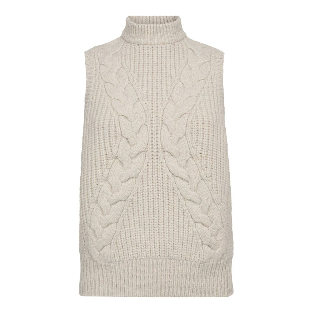Co´Couture - Rowcc Cable Knit Top 32242 - 4021 - Ivory Strikbluser