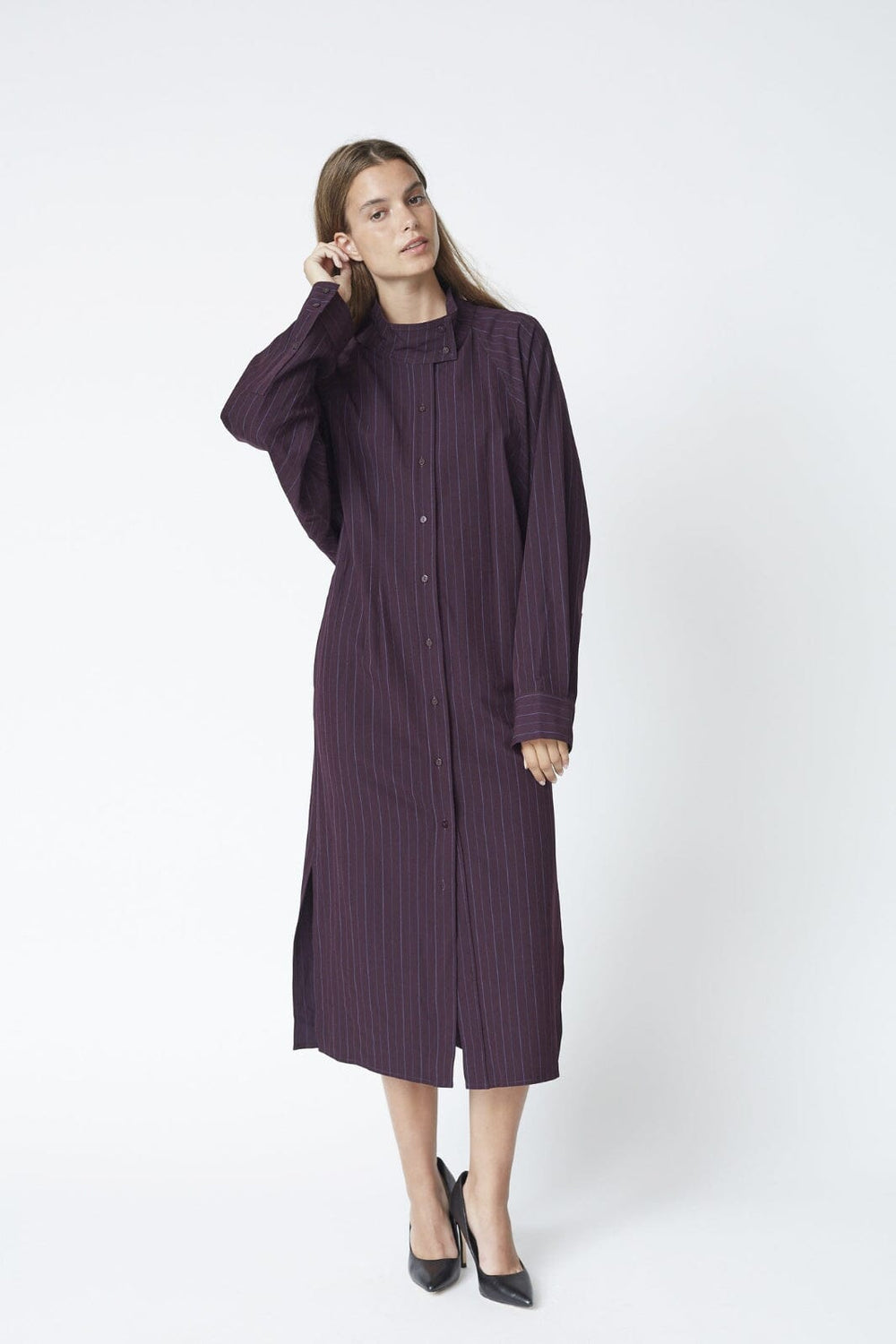 Co´Couture - Trinnycc Stripe Batwing Dress 46011 - 67 - Plum Kjoler