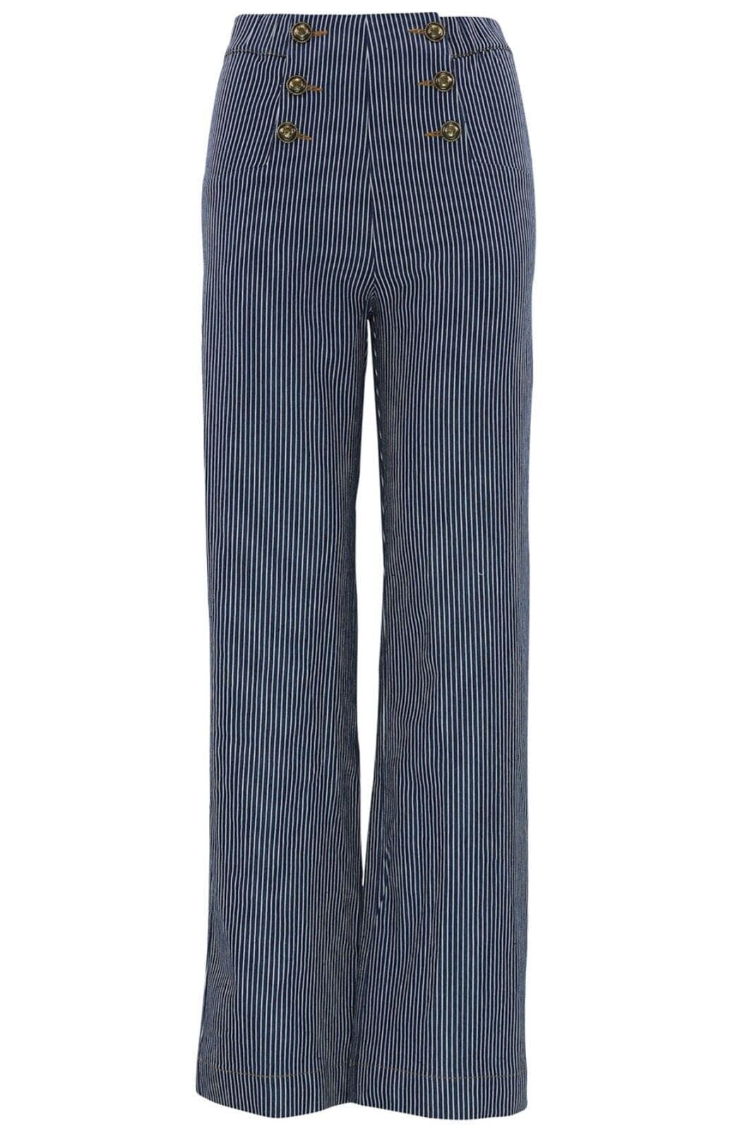 Continue - Danilla Stripe Pants - Blue Stripe Bukser