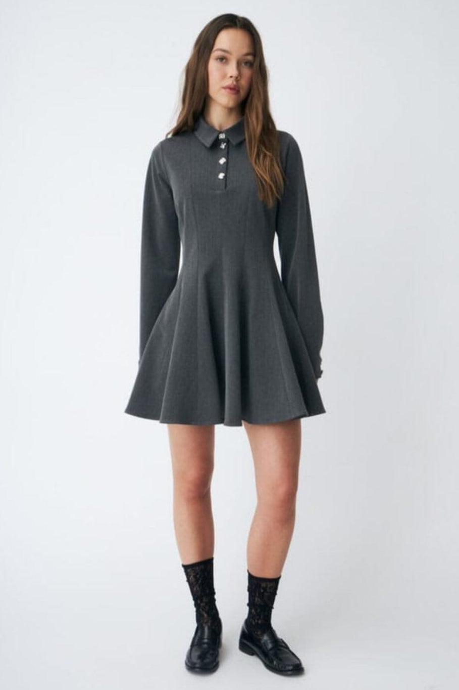 Cras - Polo Dress C584 - 9003 Grey Melange Kjoler