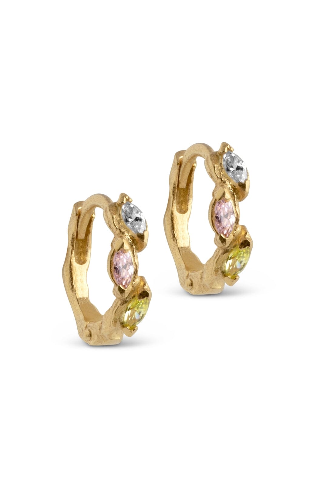 Enamel Copenhagen - Hoops, Laia - Clear/Light Pink/Light Apple Green Cz Øreringe