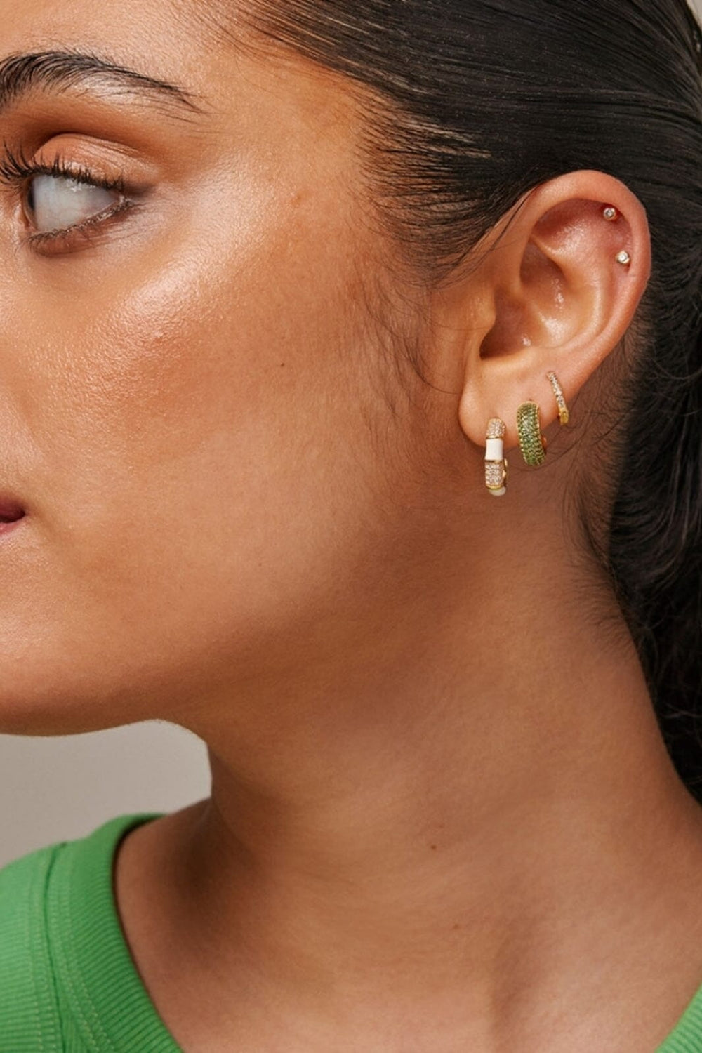 Enamel Copenhagen - Hoops, Oline - Beige And Clear Cz Øreringe