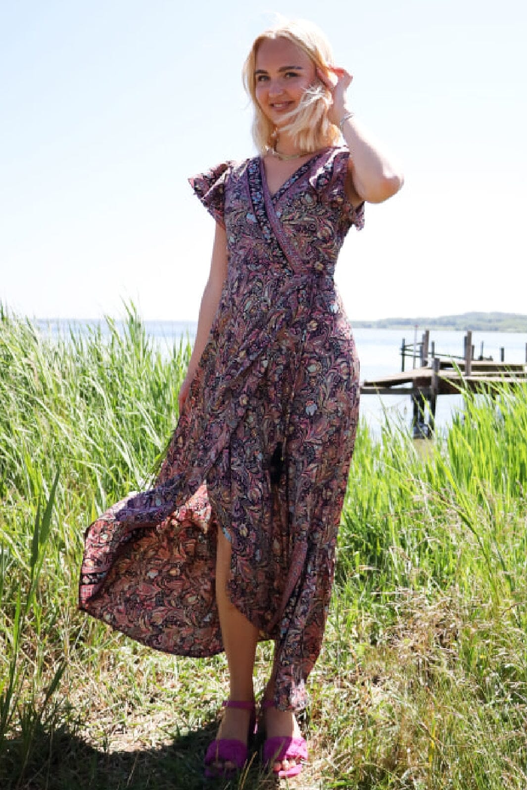 Forudbestilling - Black Colour - Bcluna Flared Wrap Dress - Black Fairy Kjoler