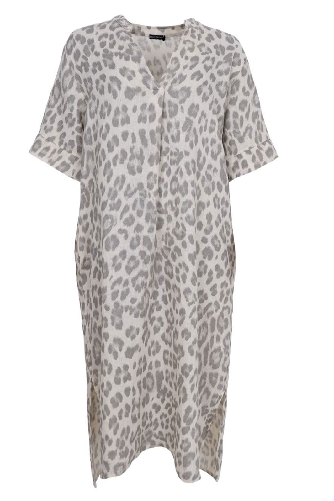 Forudbestilling - Black Colour - Bcmelina Long Linen Dress 40412 - Natural Leo Kjoler