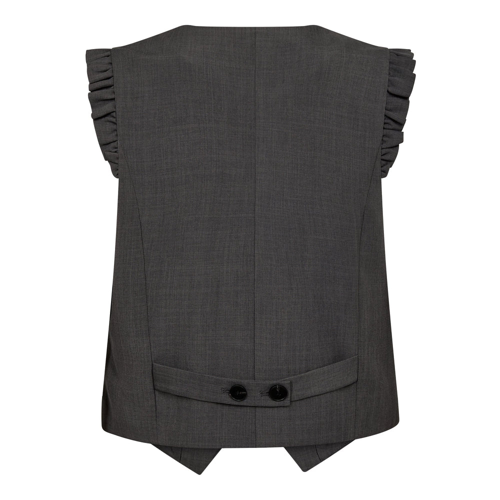Forudbestilling - Co´couture - Lianecc Frill Tailor Vest 30274 - 140 Dark Grey Frakker
