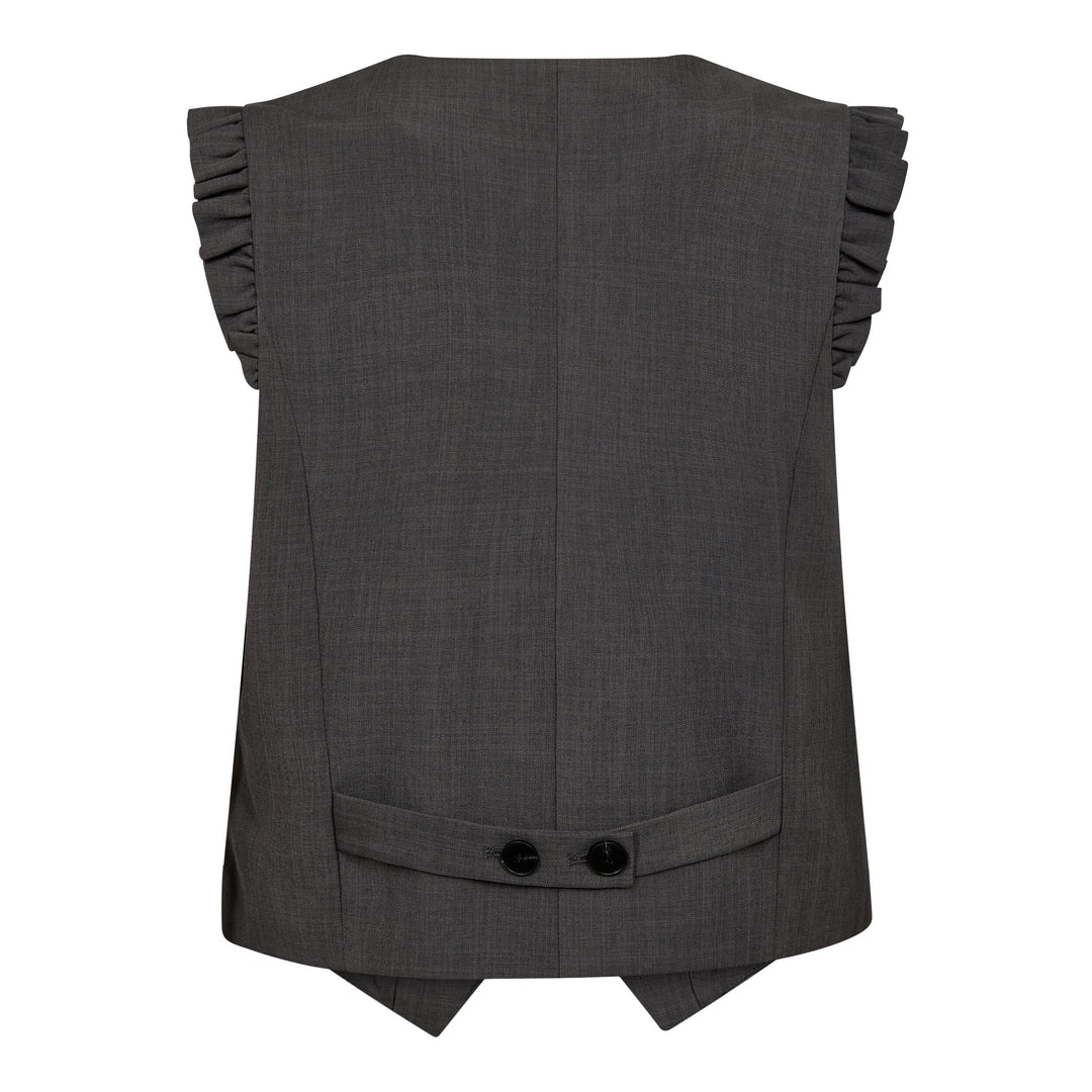 Forudbestilling - Co´couture - Lianecc Frill Tailor Vest 30274 - 140 Dark Grey Frakker