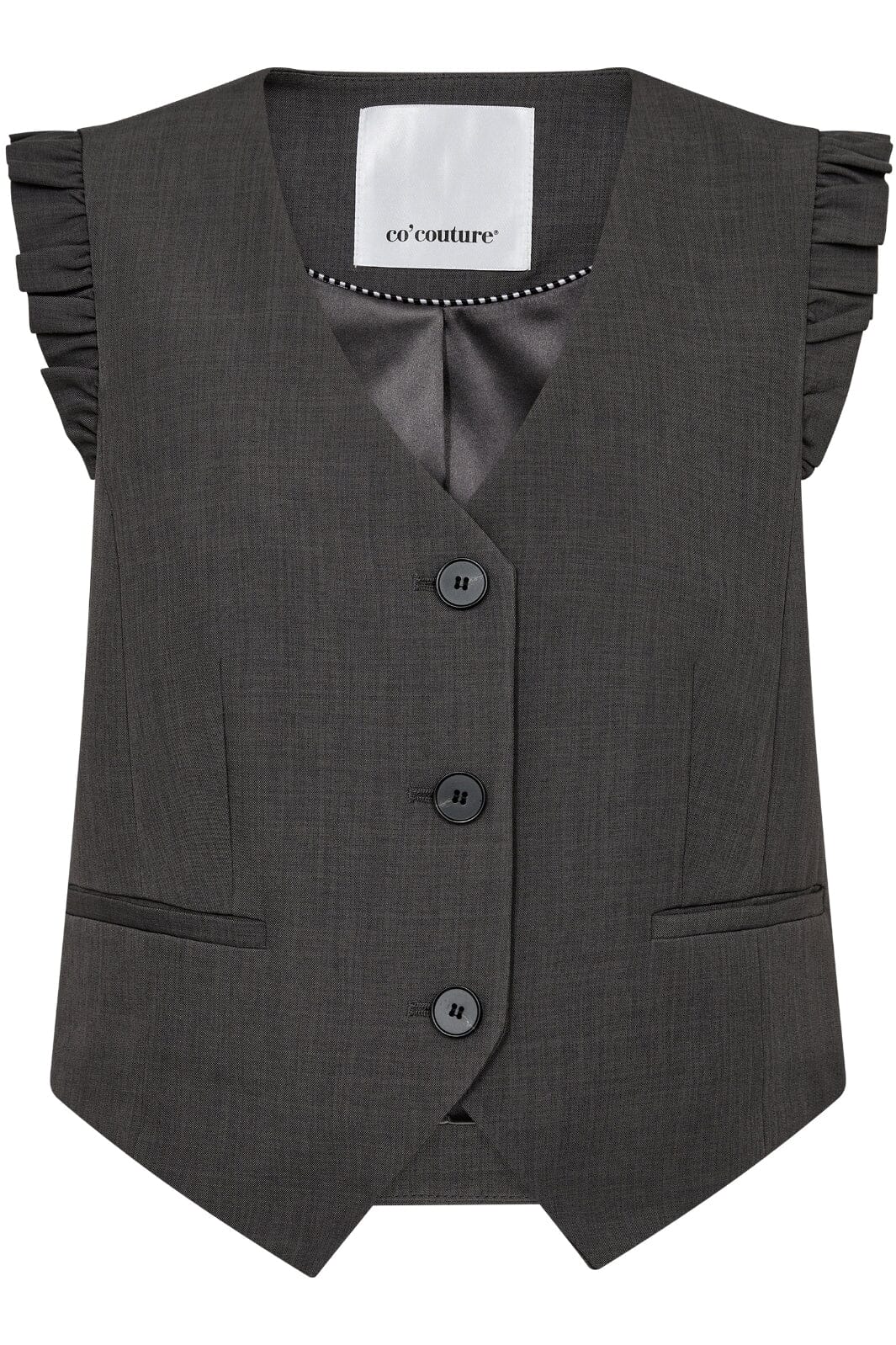 Forudbestilling - Co´couture - Lianecc Frill Tailor Vest 30274 - 140 Dark Grey Frakker