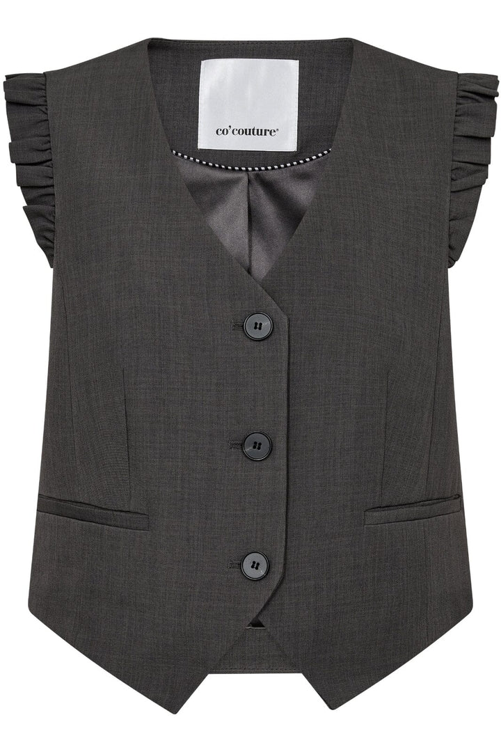 Forudbestilling - Co´couture - Lianecc Frill Tailor Vest 30274 - 140 Dark Grey Frakker