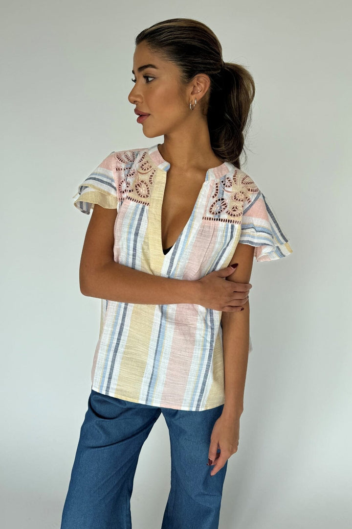 Continue - Christel Top 14912 - Yellow Stripe