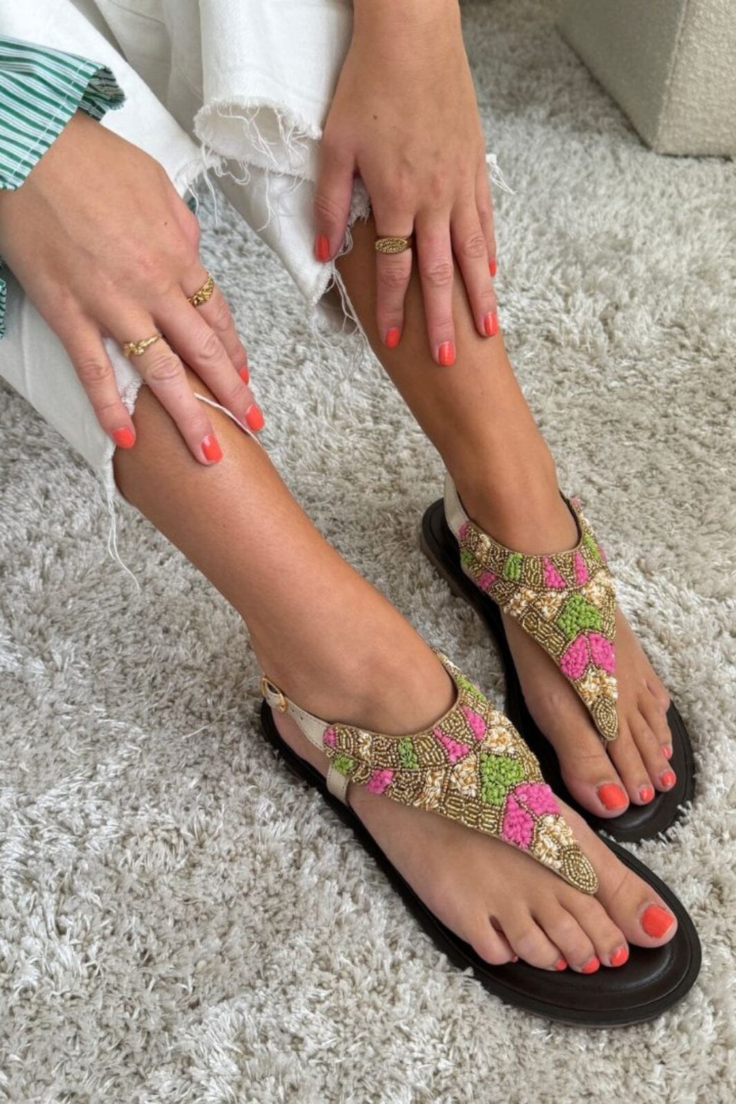 Forudbestilling - Copenhagen Shoes - Savannah - 196 Gold Multi Sandaler