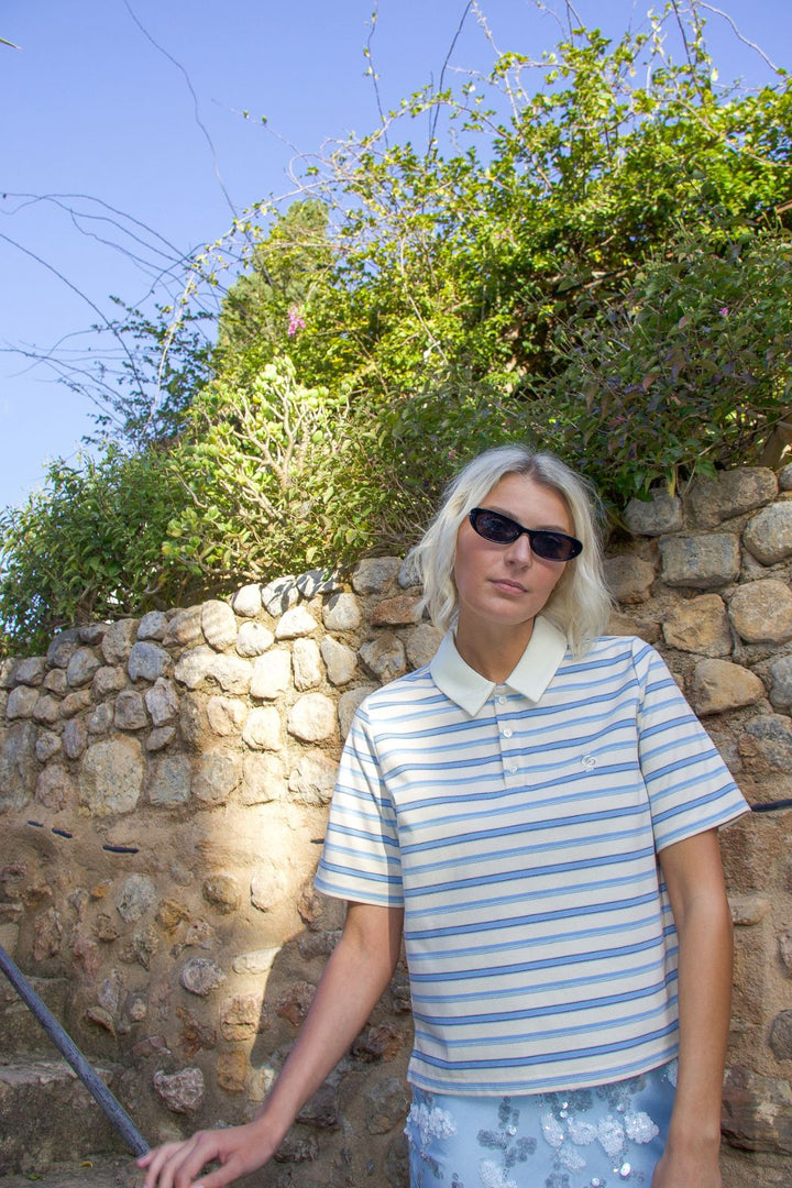 Forudbestilling - Cras - Alanis Blouse C407 - 8090 - 8090 Creamy Blue Stripe Bluser