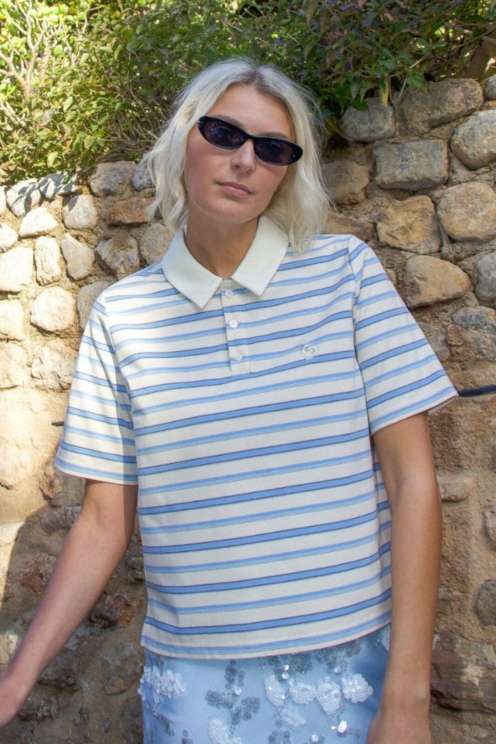 Forudbestilling - Cras - Alanis Blouse C407 - 8090 - 8090 Creamy Blue Stripe Bluser