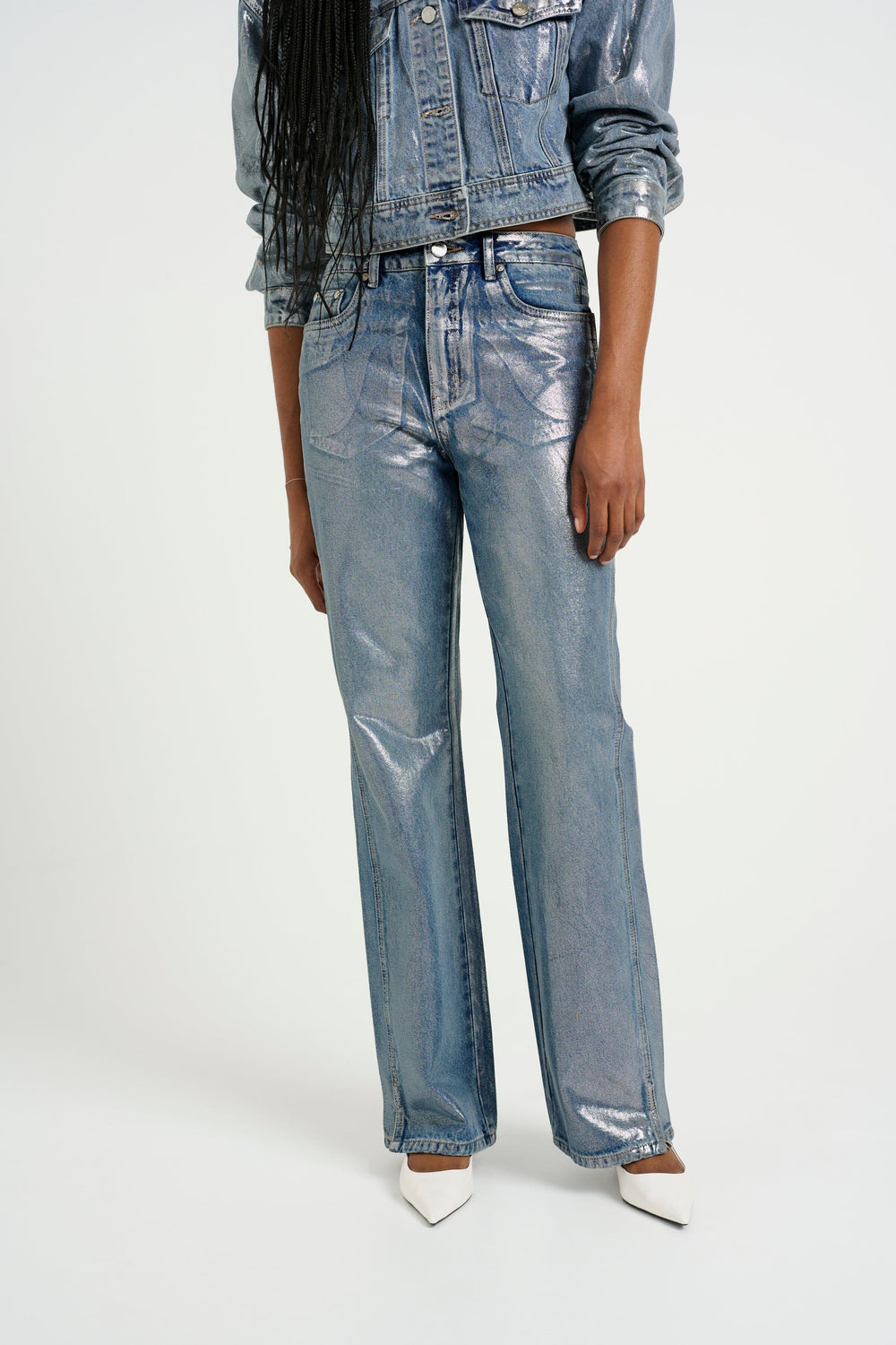 Forudbestilling - Gestuz - Coatygz Straigt Jeans 10909560 - 106664 Coated Silver Blue Wash Jeans