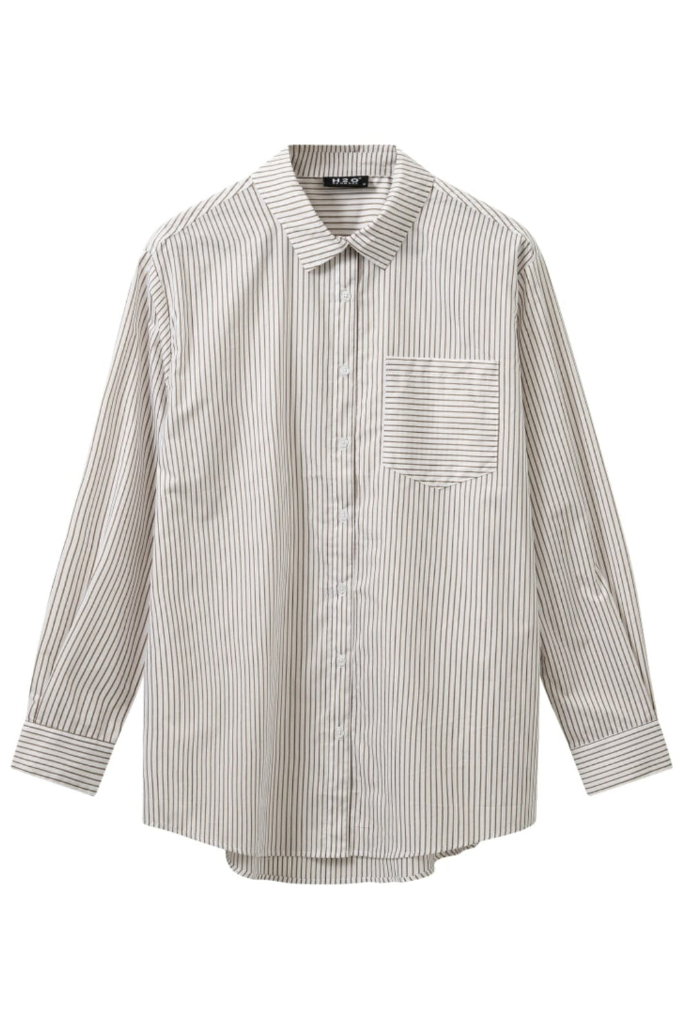 H2O - Rønne Essential Pajamas Shirt L/S 101018-2 - 7043 - White/Brown