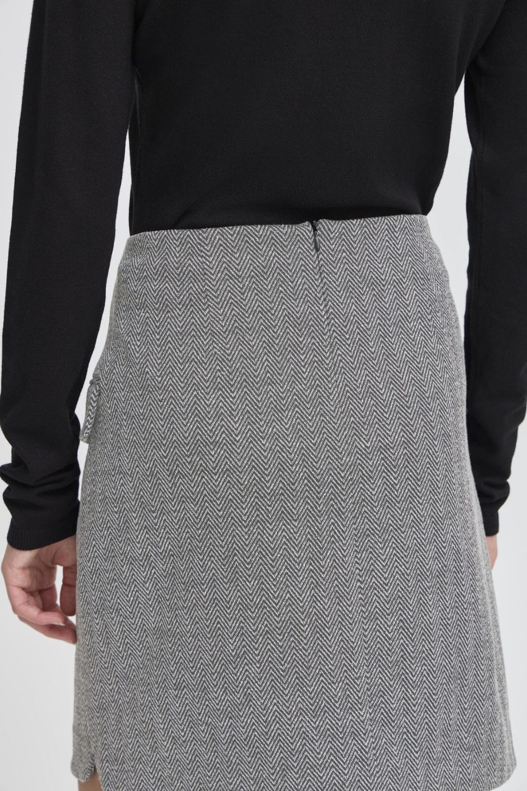 Ichi - Ihkate Jacquard Sk5 20121603 - 203523 - Black/White Herringbone