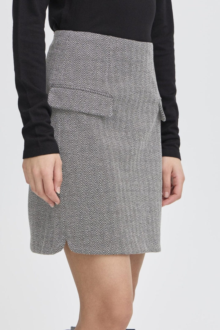 Ichi - Ihkate Jacquard Sk5 20121603 - 203523 - Black/White Herringbone