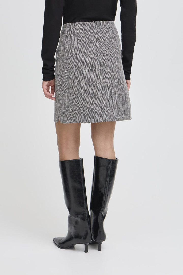 Ichi - Ihkate Jacquard Sk5 20121603 - 203523 - Black/White Herringbone