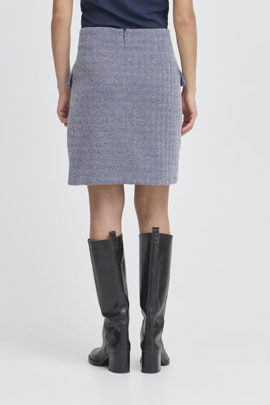 Ichi - Ihkate Jacquard Sk5 20121603 - 900000478 - Patriot Blue Herringbone