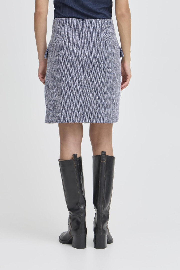 Ichi - Ihkate Jacquard Sk5 20121603 - 900000478 - Patriot Blue Herringbone