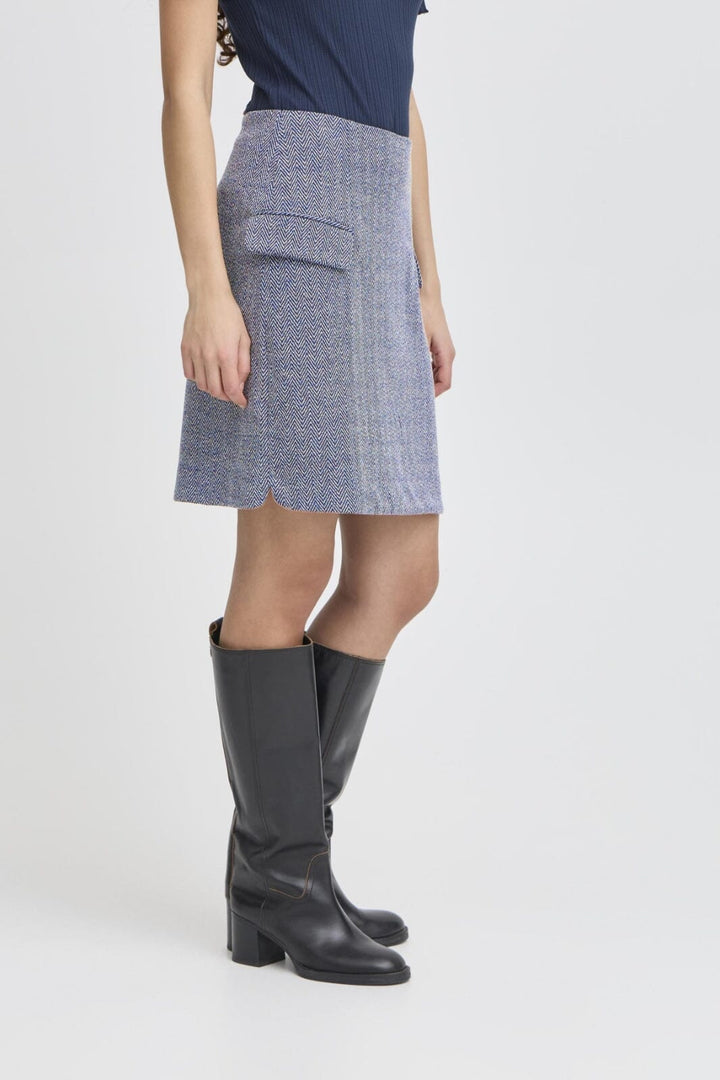 Ichi - Ihkate Jacquard Sk5 20121603 - 900000478 - Patriot Blue Herringbone