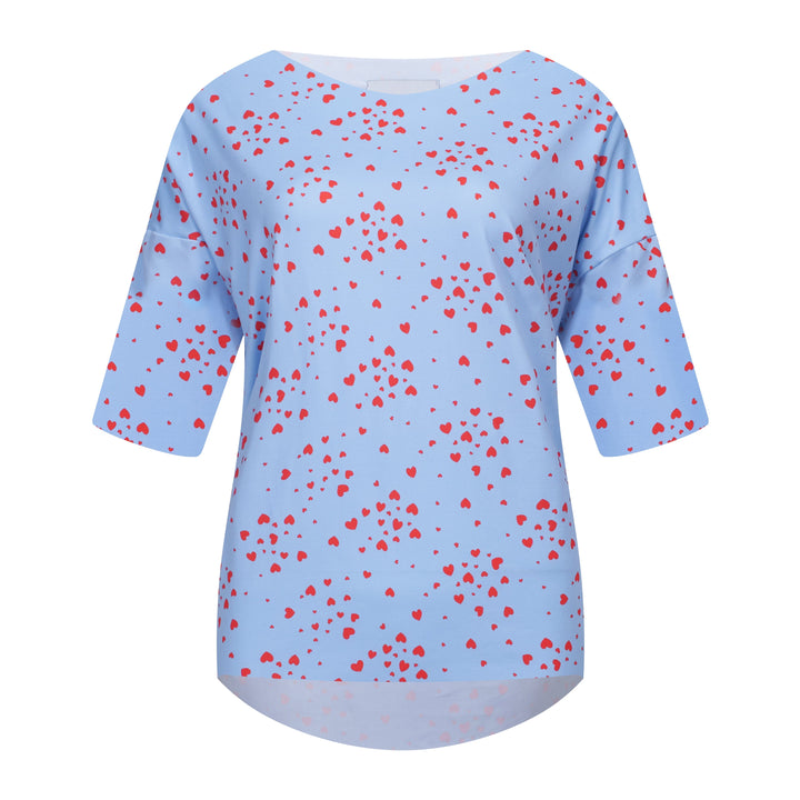 Forudbestilling - Liberte - Alma-Tshirt - Light Blue Pink Heart T-shirts