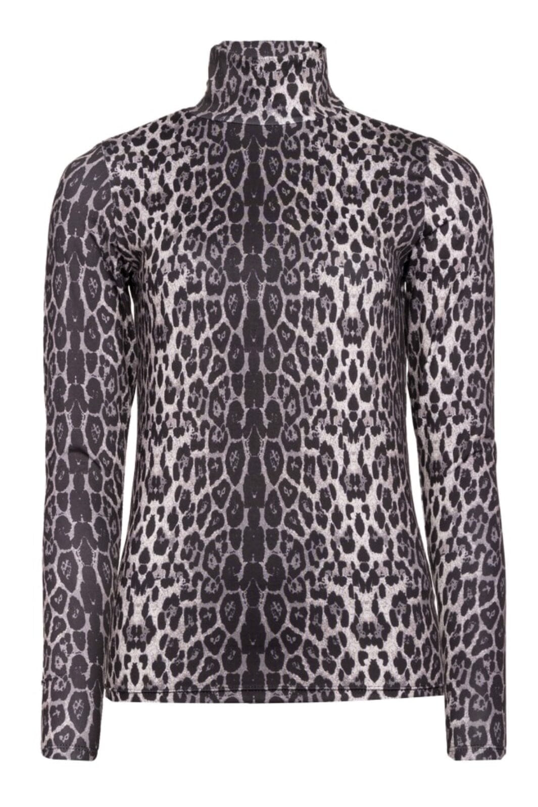 Forudbestilling - Liberte - Lotus-Ls-Highneck-Blouse - Grey Black Leo Bluser