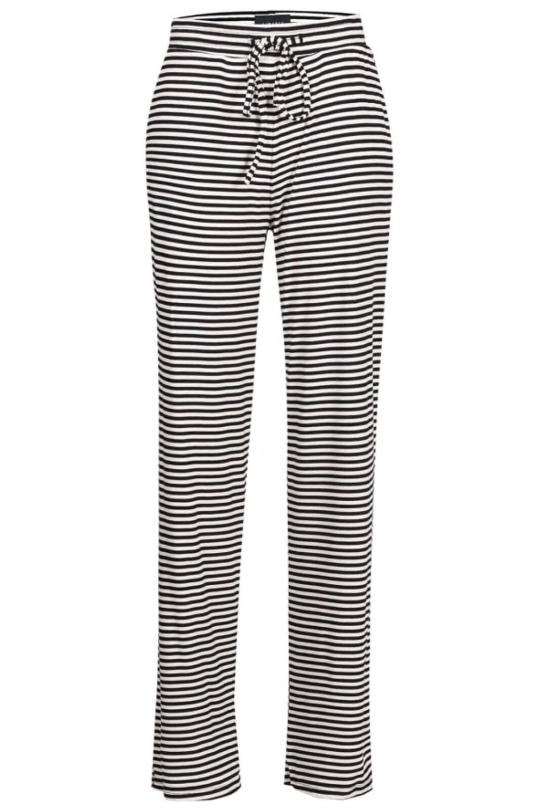 Forudbestilling - Liberte - Natalia-Straight-Pants - Black Creme Small Stripe Bukser