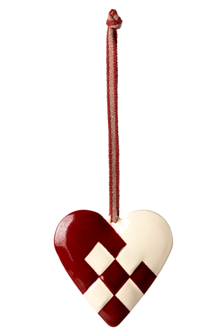Forudbestilling - Maileg - Metalophæng, Hjerte, Stor - Rød Jul