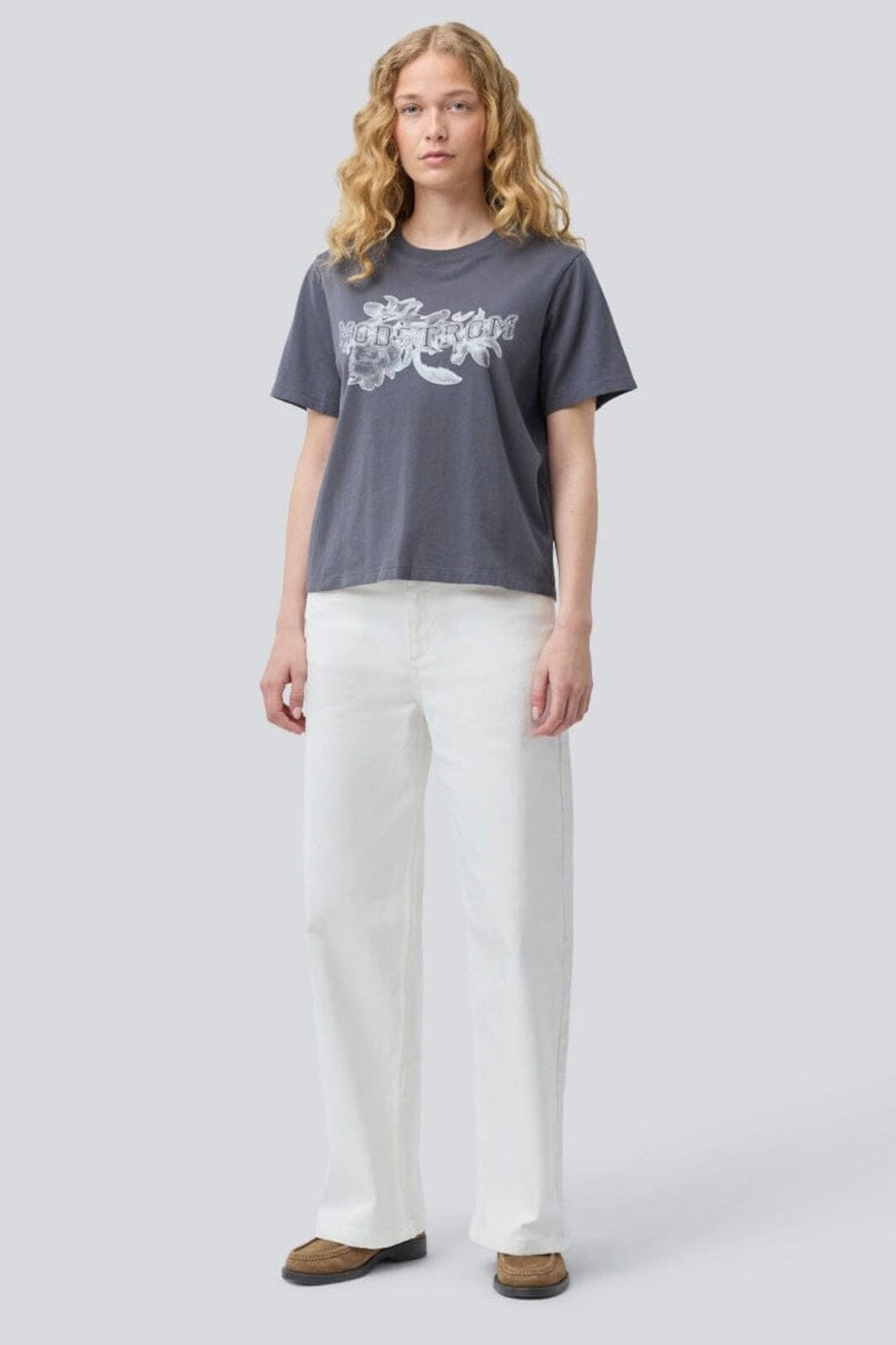 Modström - Nilasmd Print T-Shirt 58521 - 7765 - Rainy Grey