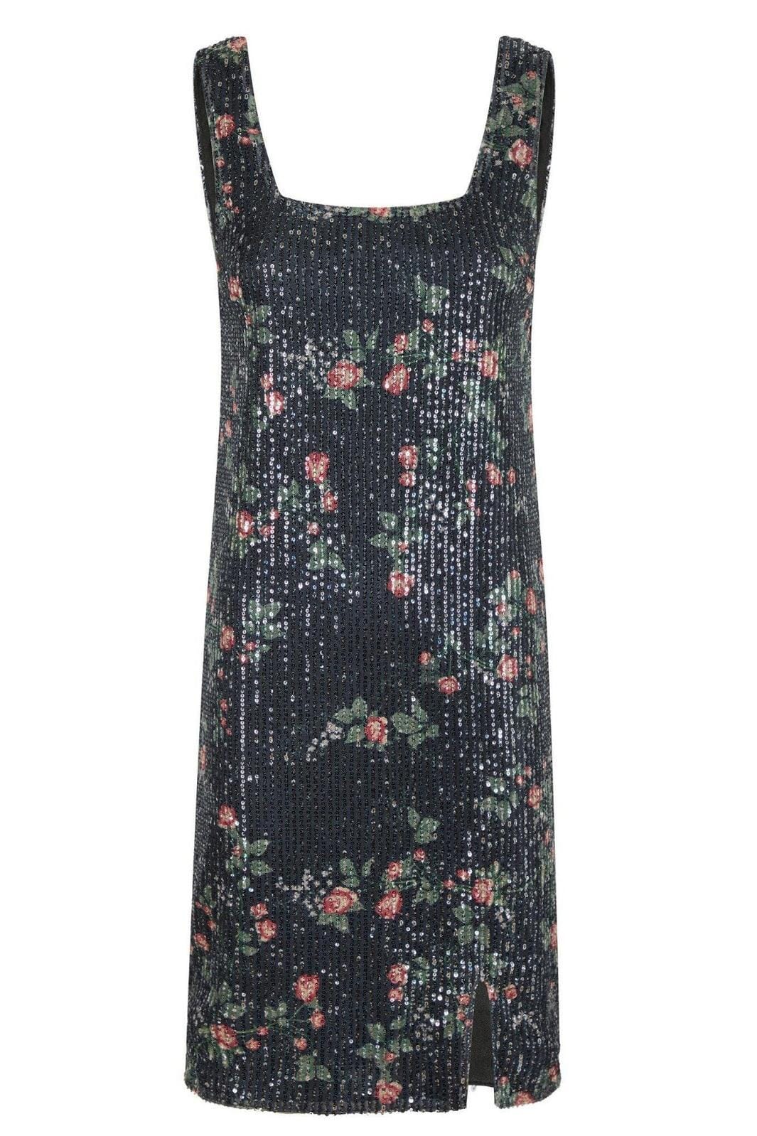 Forudbestilling - Neo Noir - Ririn Flower Sequins Dress - Black Kjoler