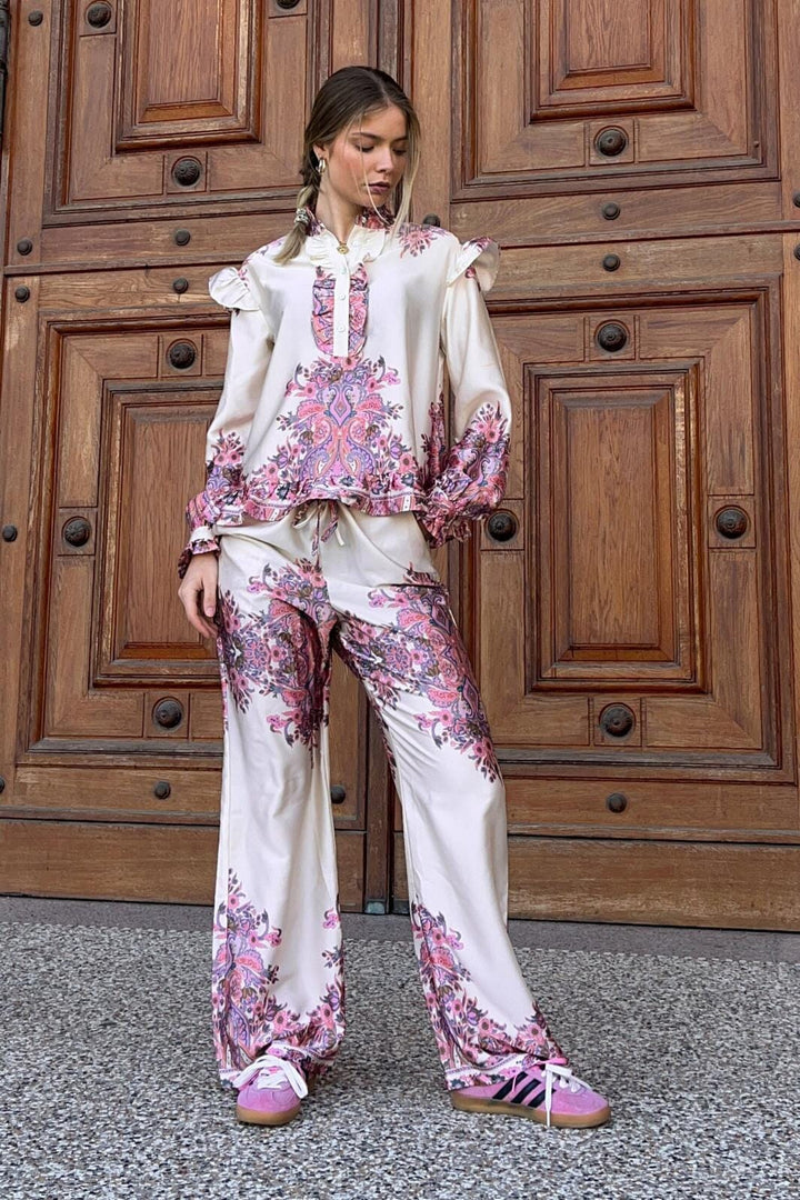 Forudbestilling - Noella - Reno Ruby Ruffle Blouse 14790003 - 1422 - Drusella Print Bluser