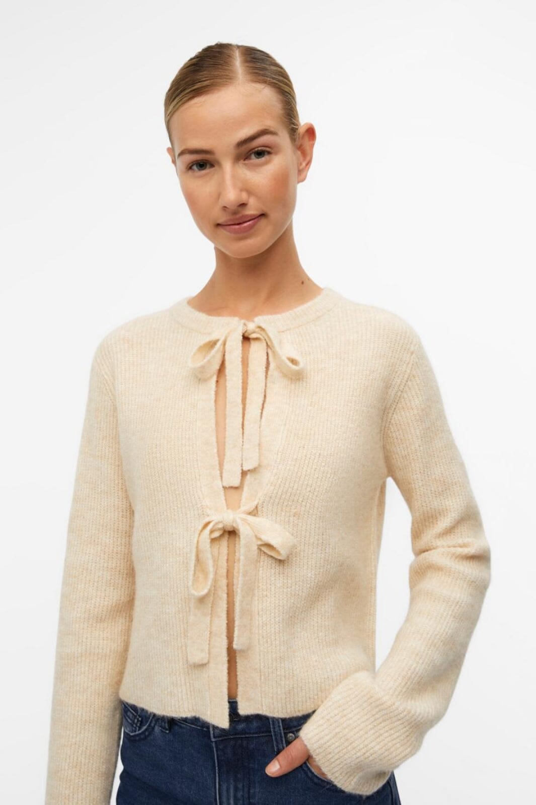 Forudbestilling - Object - Objparvi Knit Cardigan 130 - 4363590 Sandshell Melange Cardigans