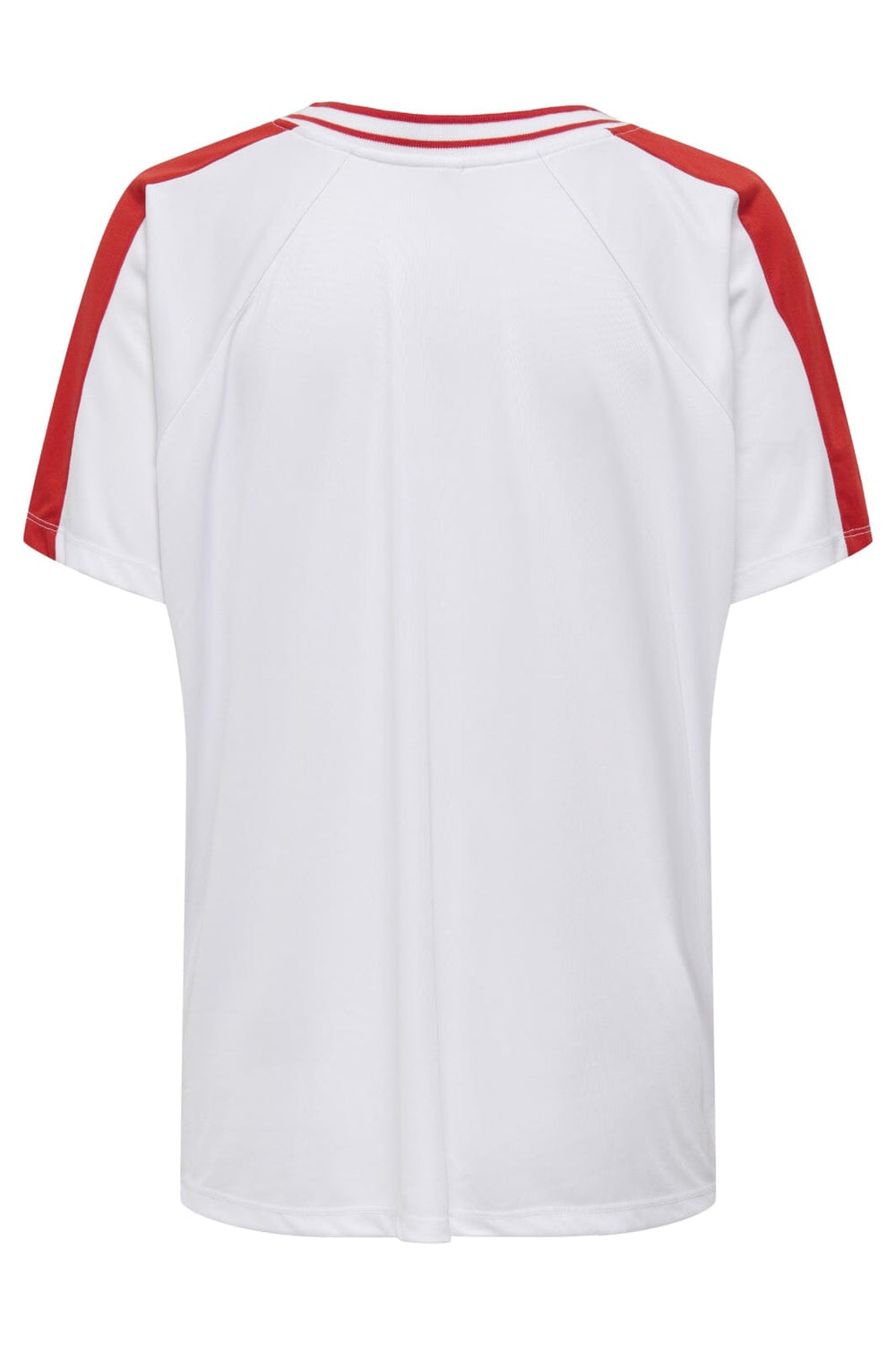 Forudbestilling - Only - Onlbella S/S Sport V-Neck Top - 4822429 Bright White Move In Red Print T-shirts