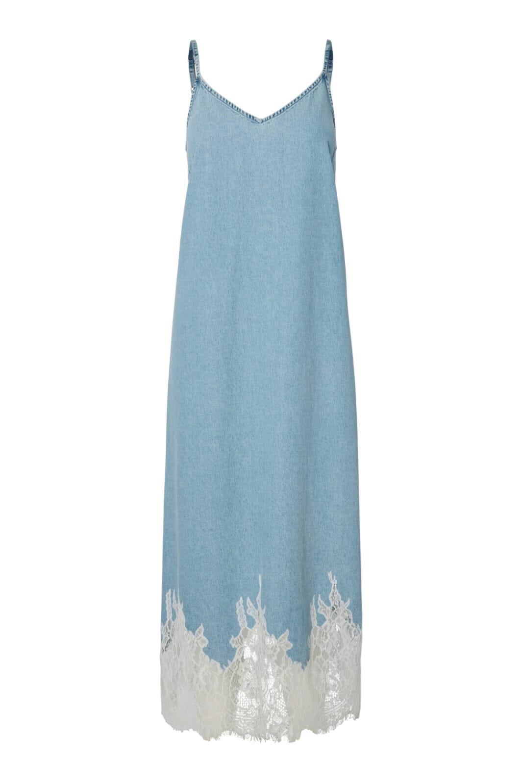 Pieces - Pcfeni Sl Lace Denim Midi Dress Fsy - 4960770 Light Blue Denim Lace
