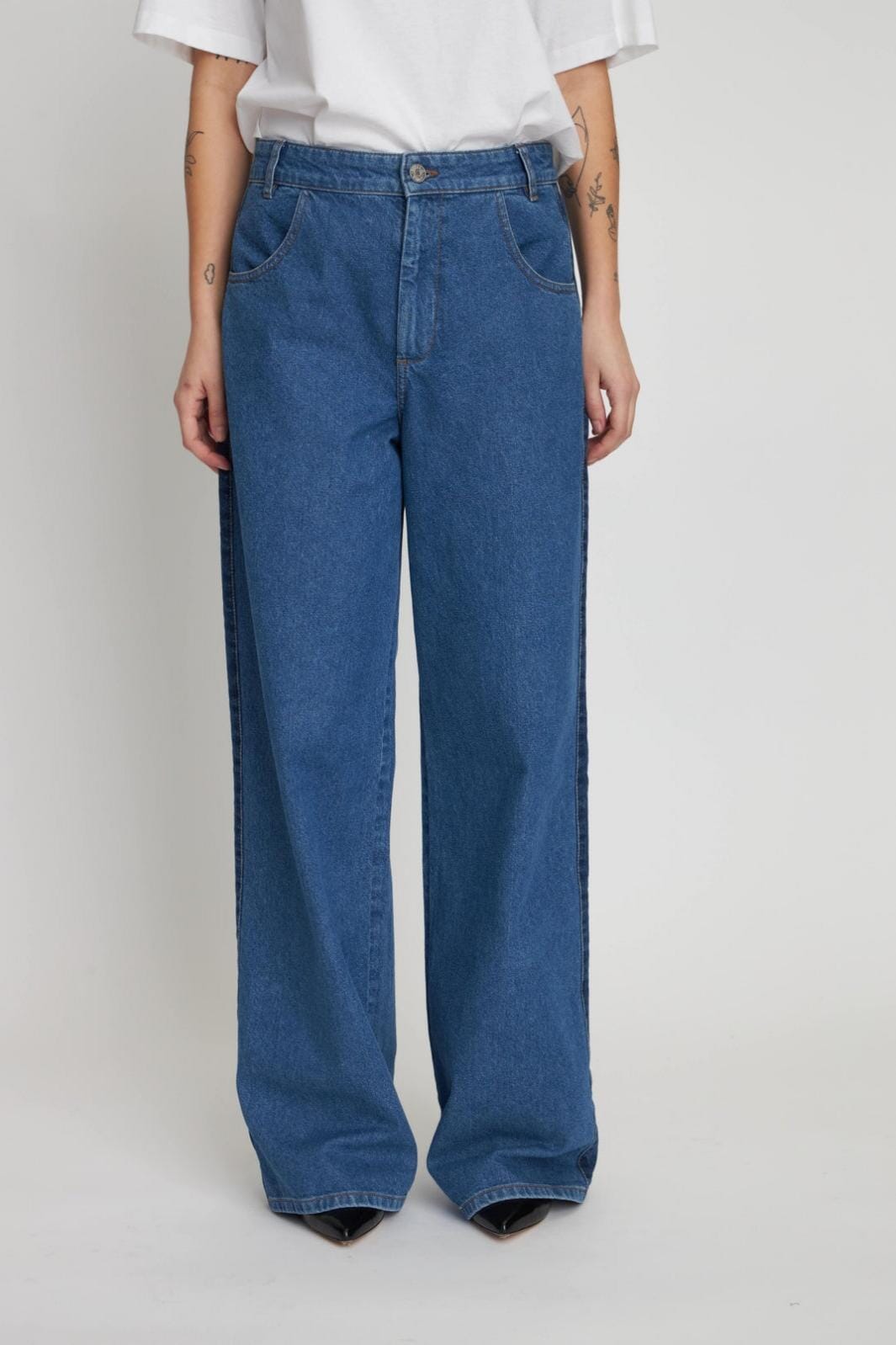 Forudbestilling - Stella Nova - Two Tone Denim Pant - 390 Blue Mix Bukser